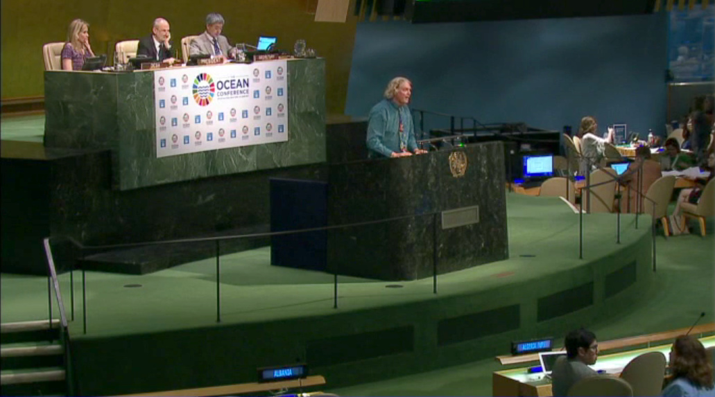 Dr Bob Sluka speaking at the United Nations’ The Ocean Conference, June 2017